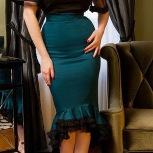 Deadly Dames Teal Flamenco Skirt